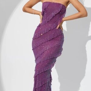 Oh Polly Strapless Purple Dress